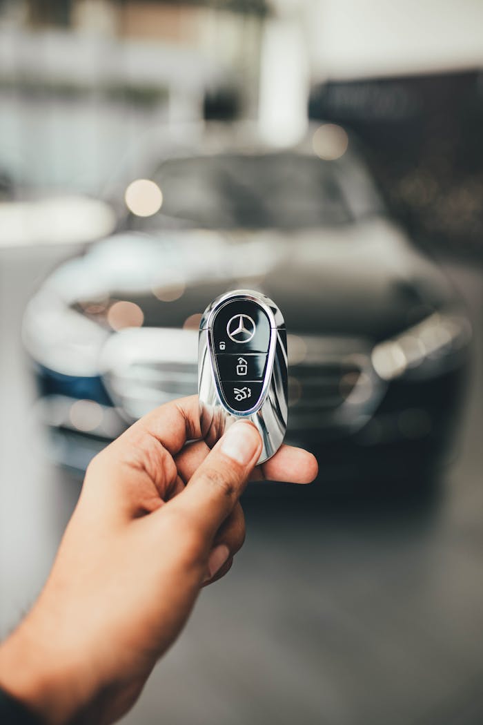 Crafting Captivating Headlines: Your awesome post title goes here Close-up shot of a hand holding a car key with a blurred luxury car background, adding a premium feel.
